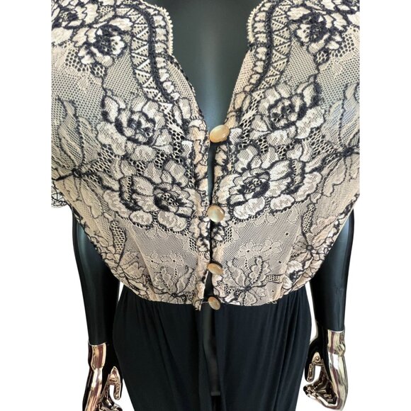 Soma Cool Nights Lace Bodice Maxi Nightgown Large Black Nude Lace Sleepwear NWT - Picture 10 of 12